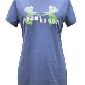 Under Armour heatgear Loose Blue gray  Tee with Green Logo